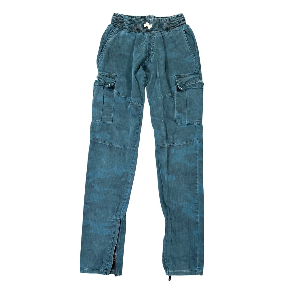 Golden Aesthetics Mens Blue Camo Cargo Pants Small Cotton Ankle Zip Streetwear